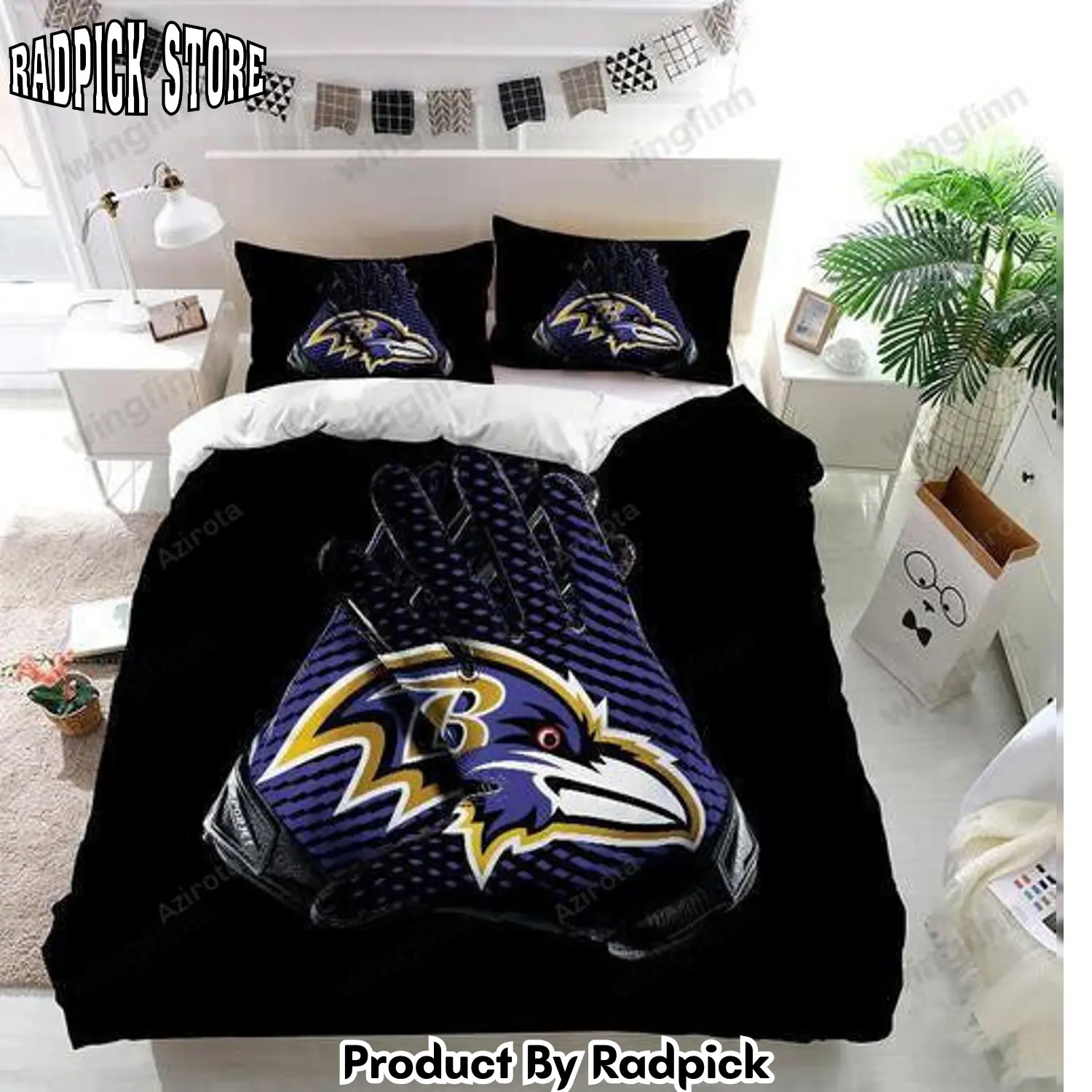 Radpick baltimore ravens 3pcs bedding set duvet cover and pillow cases gift for fan 1556 rp3278502